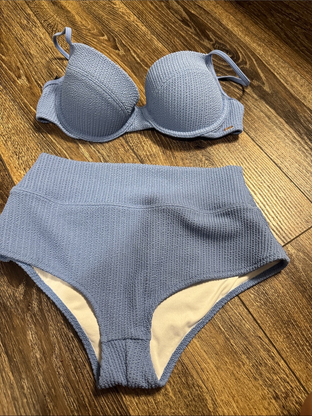 PINK Victoria's Secret Textured Powder Blue Bikini Set